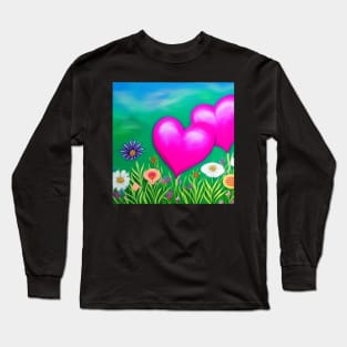 Valentine Wall Art - Entwined hearts - Unique Valentine Fantasy Planet Landsape - Photo print, canvas, artboard print, Canvas Print and T shirt Long Sleeve T-Shirt